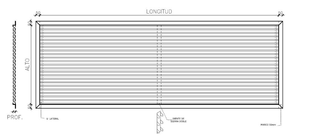 croquis de rejillas de ventilación para fachadas